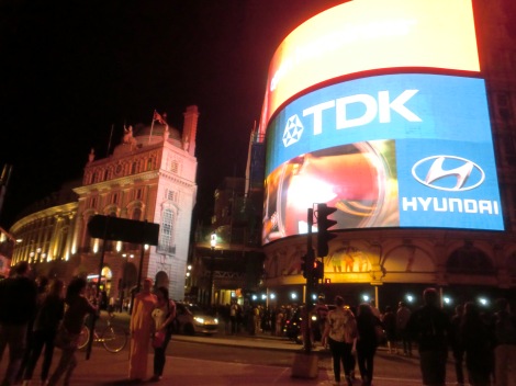 Piccadilly Circus at night.